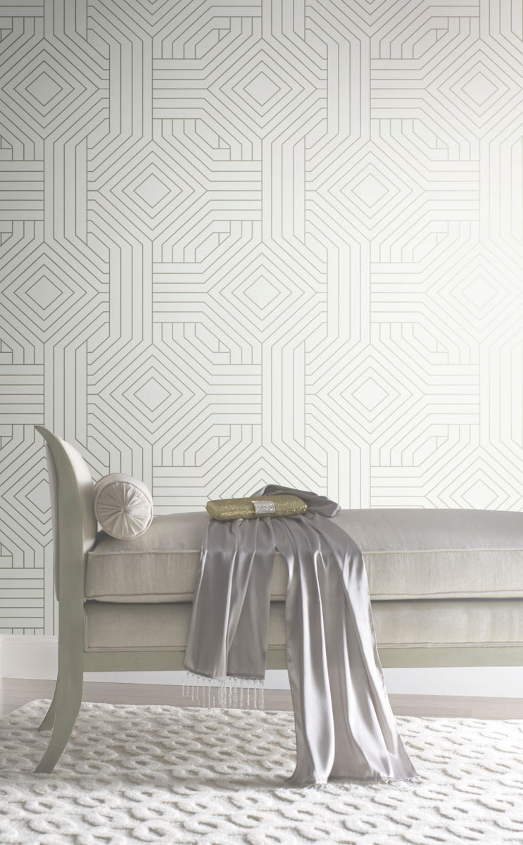 media image for Diverging Diamonds White Wallpaper from the Modern Artisan II Collection by Candice Olson 260