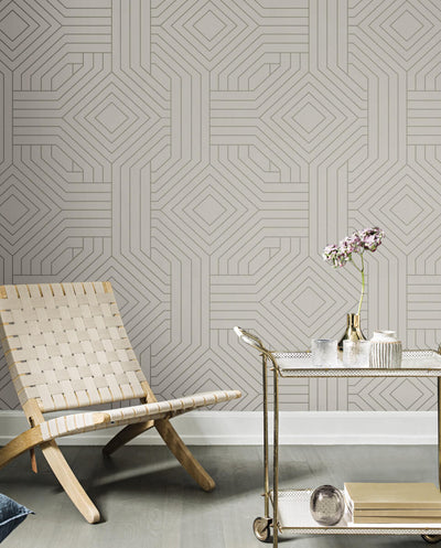 product image for Diverging Diamonds Taupe Wallpaper from the Modern Artisan II Collection by Candice Olson 55