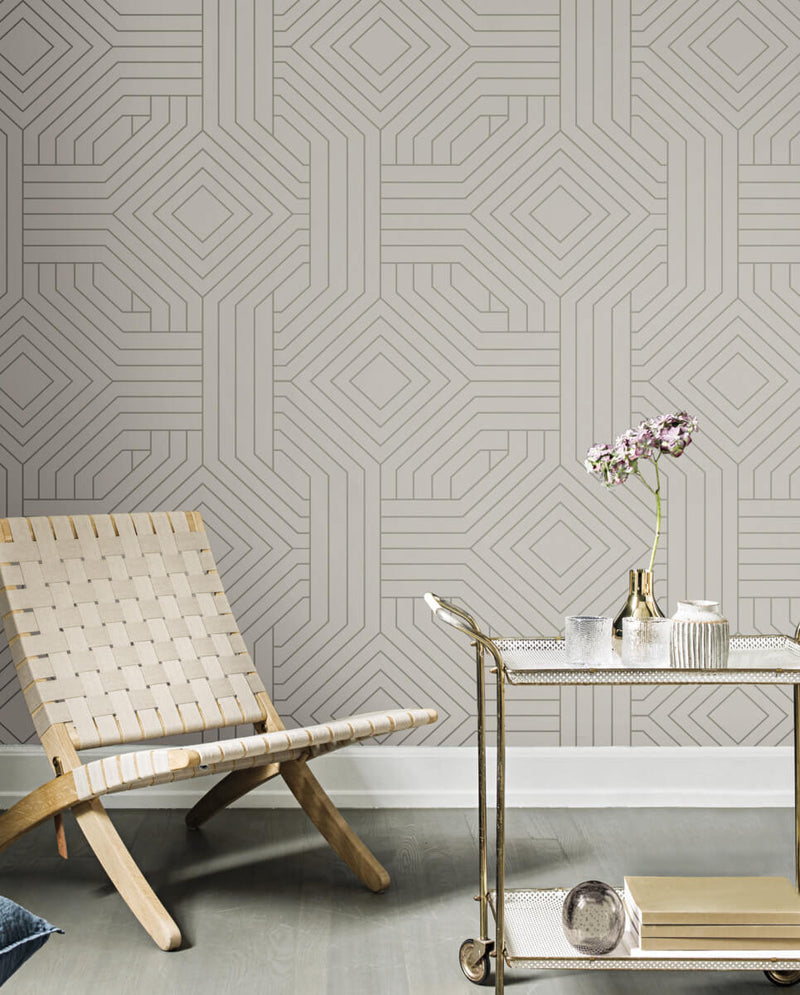 media image for Diverging Diamonds Taupe Wallpaper from the Modern Artisan II Collection by Candice Olson 256