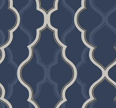 product image of Double Damask Dark Blue Wallpaper from the Modern Artisan II Collection by Candice Olson 577