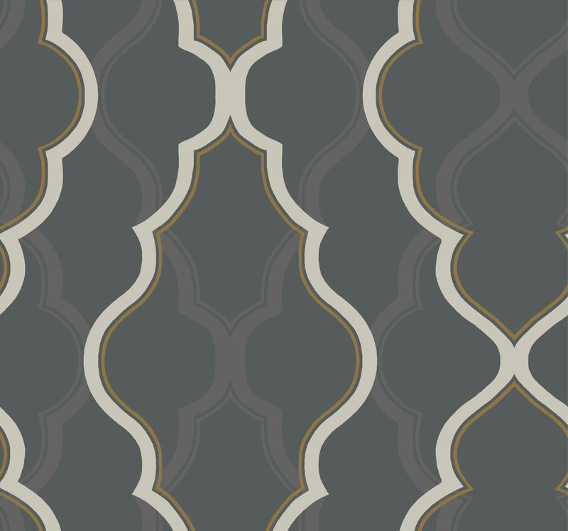 media image for Double Damask Black Wallpaper from the Modern Artisan II Collection by Candice Olson 270