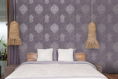 product image for Damask Mottled Wallpaper in Silver Grey/Lilac 4