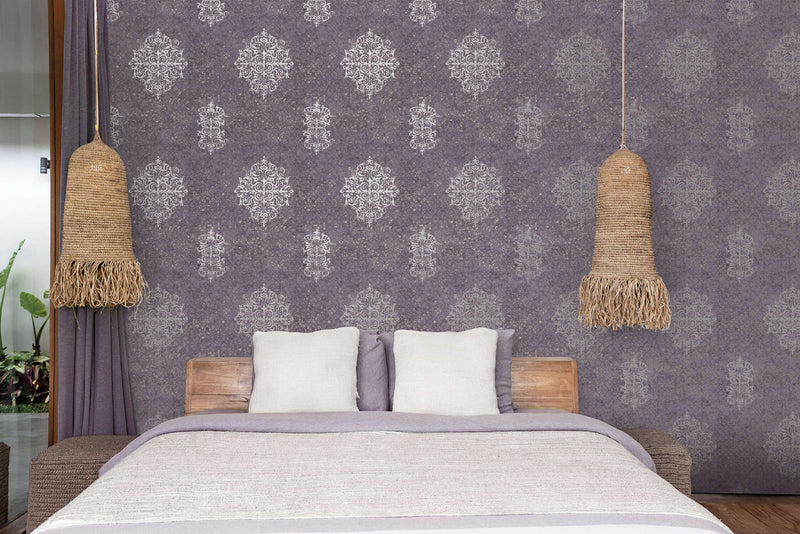 media image for Damask Mottled Wallpaper in Silver Grey/Lilac 286