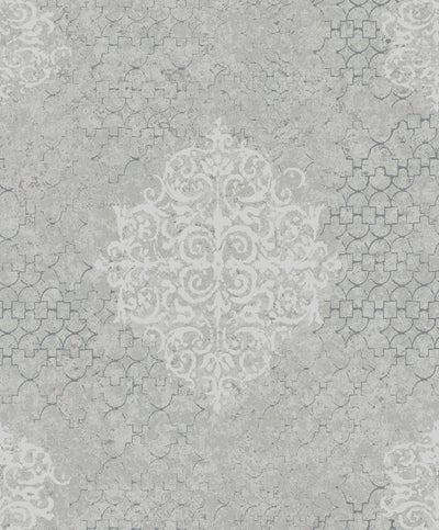 product image for Damask Mottled Wallpaper in Silver Grey 87