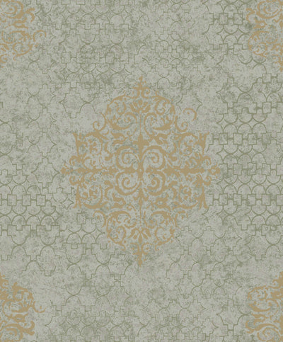 product image for Damask Mottled Wallpaper in Grey/Gold 63