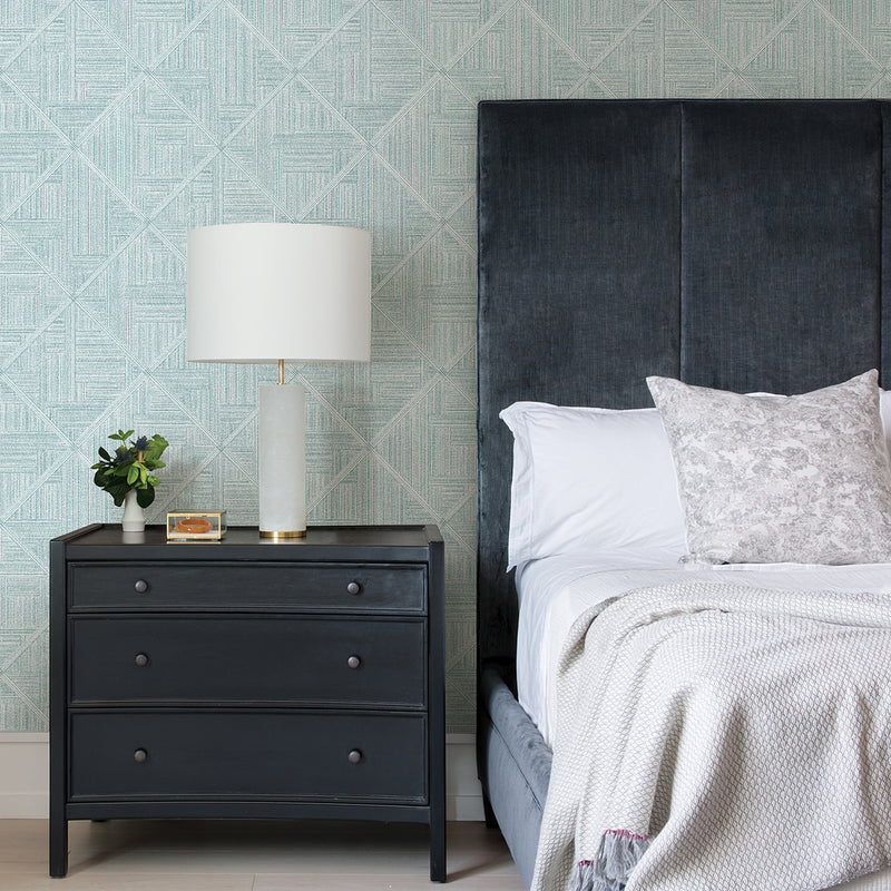 media image for Cade Teal Geometric Wallpaper from the Scott Living II Collection by Brewster Home Fashions 234