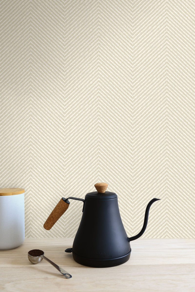 media image for Cafe Chevron Wallpaper in Buttermilk from the More Textures Collection by Seabrook Wallcoverings 275