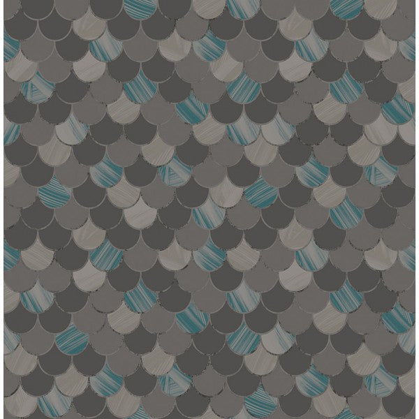 media image for Catalina Scales Wallpaper in Grey, Black, and Blue from the Tortuga Collection by Seabrook Wallcoverings 237