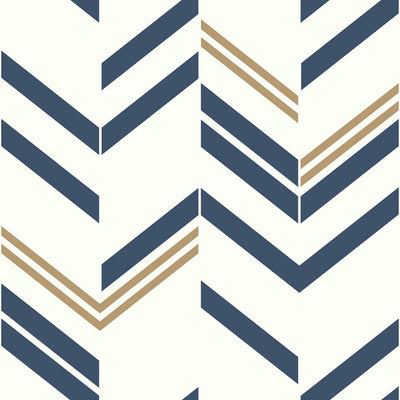product image of Chevron Stripe Peel & Stick Wallpaper in Blue by RoomMates for York Wallcoverings 565
