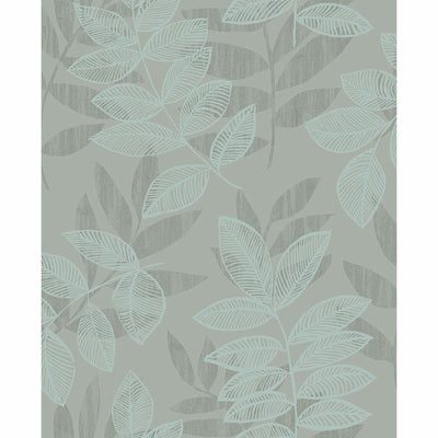 product image of Chimera Flocked Leaf Wallpaper in Turquoise from the Celadon Collection by Brewster Home Fashions 528