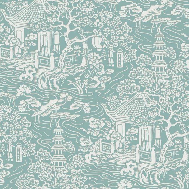 media image for Chinoiserie Wallpaper in Blue-Green from the Tea Garden Collection by Ronald Redding for York Wallcoverings 296