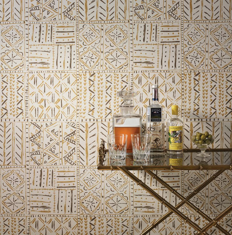 media image for Cloisters Wallpaper in Ochre and Tobacco from the Ashdown Collection by Nina Campbell for Osborne & Little 289