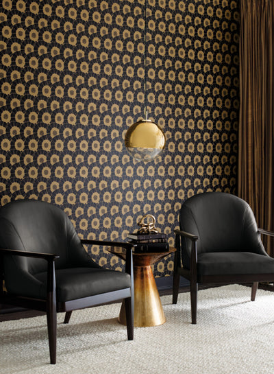 product image for Coco Bloom Wallpaper in Black and Gold from the Deco Collection by Antonina Vella for York Wallcoverings 30