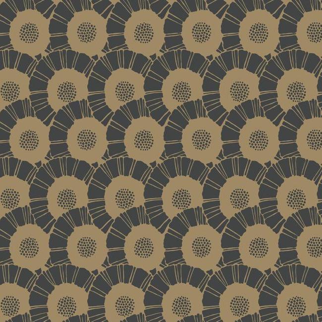 media image for Coco Bloom Wallpaper in Black and Gold from the Deco Collection by Antonina Vella for York Wallcoverings 232
