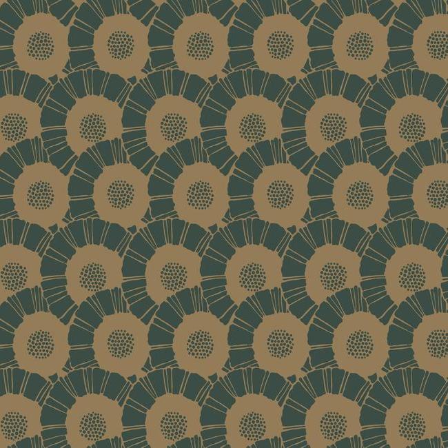 media image for Coco Bloom Wallpaper in Gold and Green from the Deco Collection by Antonina Vella for York Wallcoverings 265
