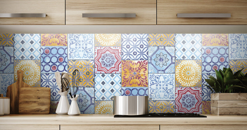 media image for Colorful Moroccan Tile Peel-and-Stick Wallpaper by NextWall 244