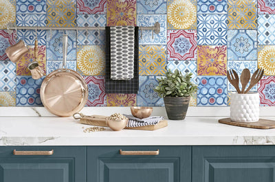 product image for Colorful Moroccan Tile Peel-and-Stick Wallpaper by NextWall 31