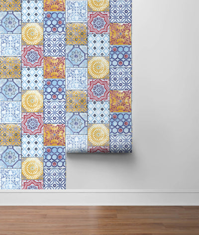 product image for Colorful Moroccan Tile Peel-and-Stick Wallpaper by NextWall 57