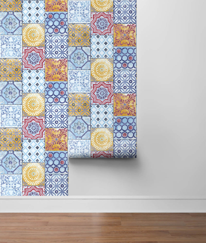 media image for Colorful Moroccan Tile Peel-and-Stick Wallpaper by NextWall 253
