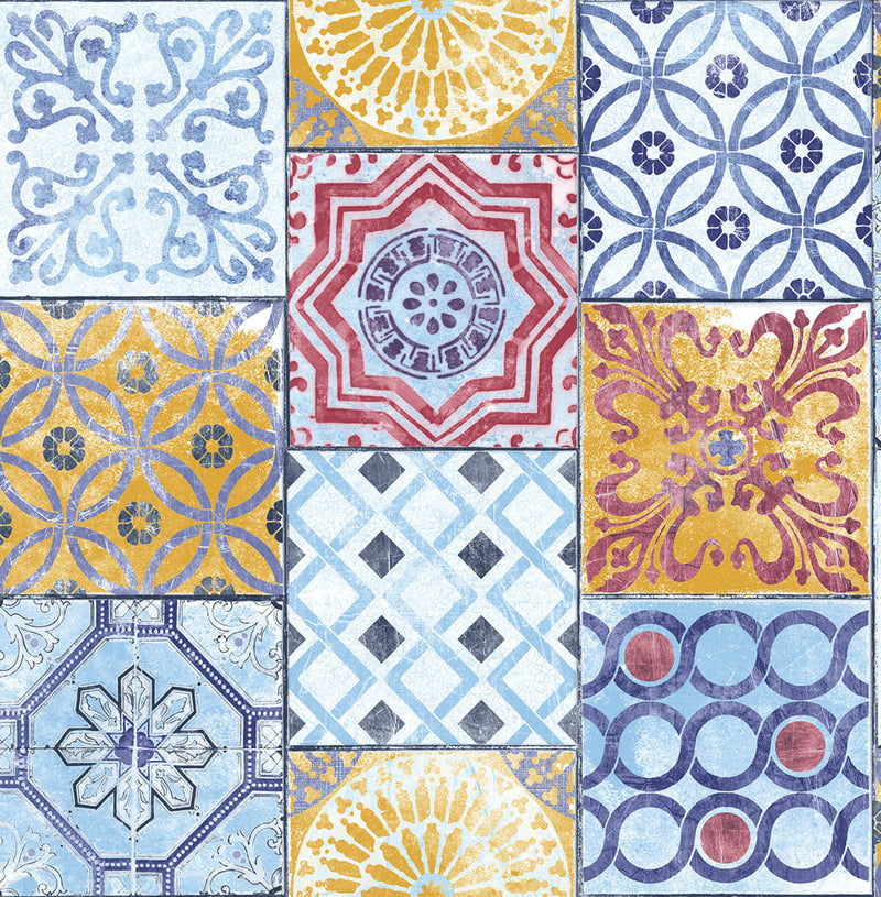media image for Colorful Moroccan Tile Peel-and-Stick Wallpaper by NextWall 251