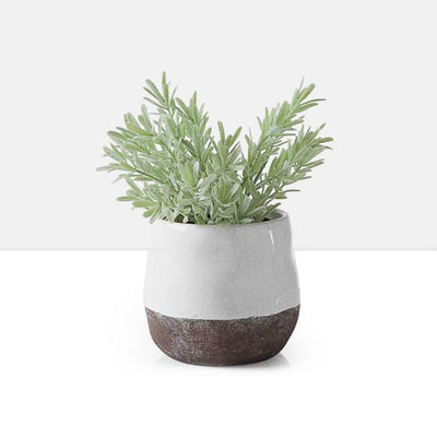 product image of corsica ceramic crackle 2 tone 4 round pot in white design by torre tagus 1 547