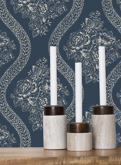 product image for Coverlet Floral Wallpaper in Blue from the Magnolia Home Collection by Joanna Gaines for York Wallcoverings 88