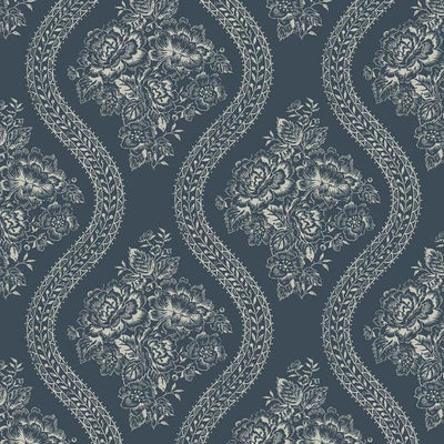 product image for Coverlet Floral Wallpaper in Blue from the Magnolia Home Collection by Joanna Gaines for York Wallcoverings 20