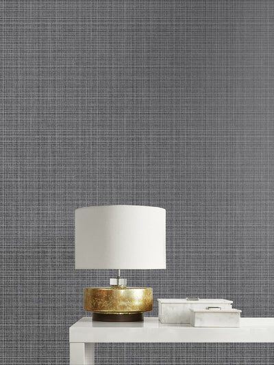 product image for Crosshatch Linen Wallpaper in Metallic Coal from the Essential Textures Collection by Seabrook Wallcoverings 41