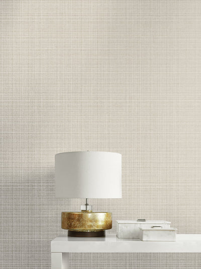 product image for Crosshatch Linen Wallpaper in Metallic Greige from the Essential Textures Collection by Seabrook Wallcoverings 35