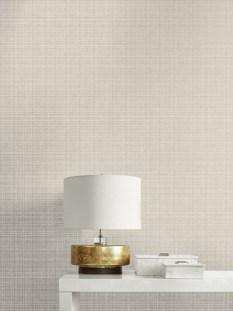 media image for Crosshatch Linen Wallpaper in Metallic Greige from the Essential Textures Collection by Seabrook Wallcoverings 283