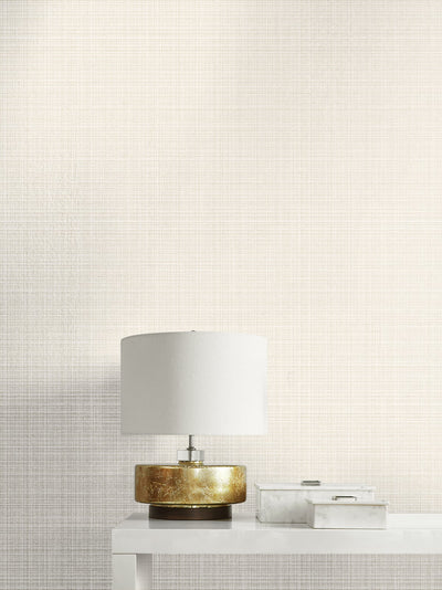 product image for Crosshatch Linen Wallpaper in Metallic Ivory from the Essential Textures Collection by Seabrook Wallcoverings 62