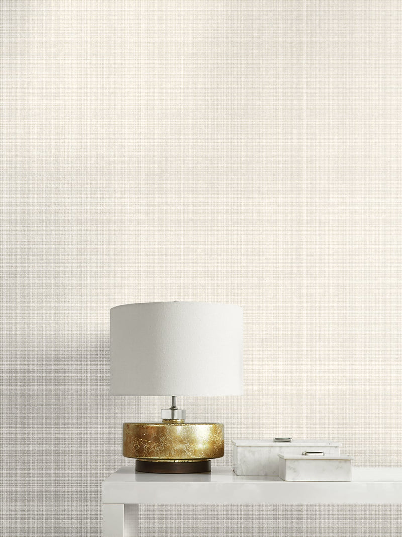 media image for Crosshatch Linen Wallpaper in Metallic Ivory from the Essential Textures Collection by Seabrook Wallcoverings 266