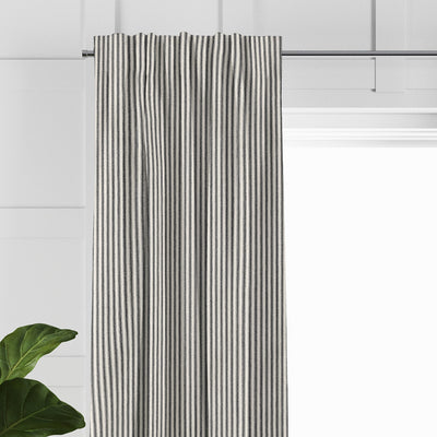 product image for Cruz Ticking Stripes Black/Linen Drapery 2 58