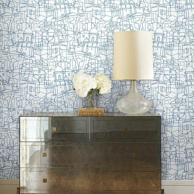 product image for Cubist Cityscape Peel & Stick Wallpaper in Blue by York Wallcoverings 14