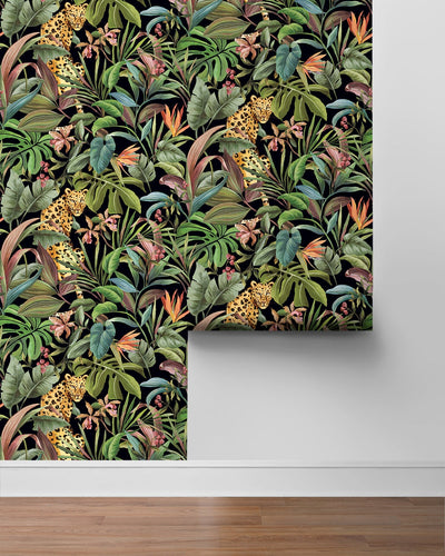 product image for Tropical Leopard Black Peel-and-Stick Wallpaper from the Daisy Bennett Collection by NextWall 31