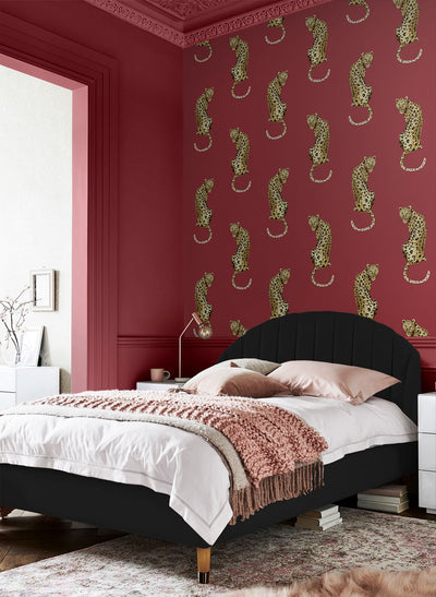 product image for Leopard King Red Peel-and-Stick Wallpaper from the Daisy Bennett Collection by NextWall 88