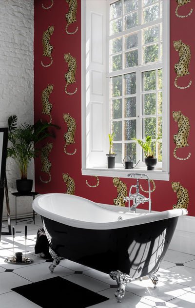 product image for Leopard King Red Peel-and-Stick Wallpaper from the Daisy Bennett Collection by NextWall 6