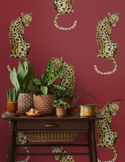 product image for Leopard King Red Peel-and-Stick Wallpaper from the Daisy Bennett Collection by NextWall 76