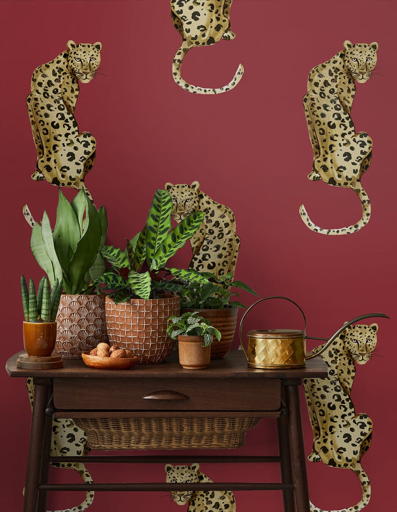 media image for Leopard King Red Peel-and-Stick Wallpaper from the Daisy Bennett Collection by NextWall 277