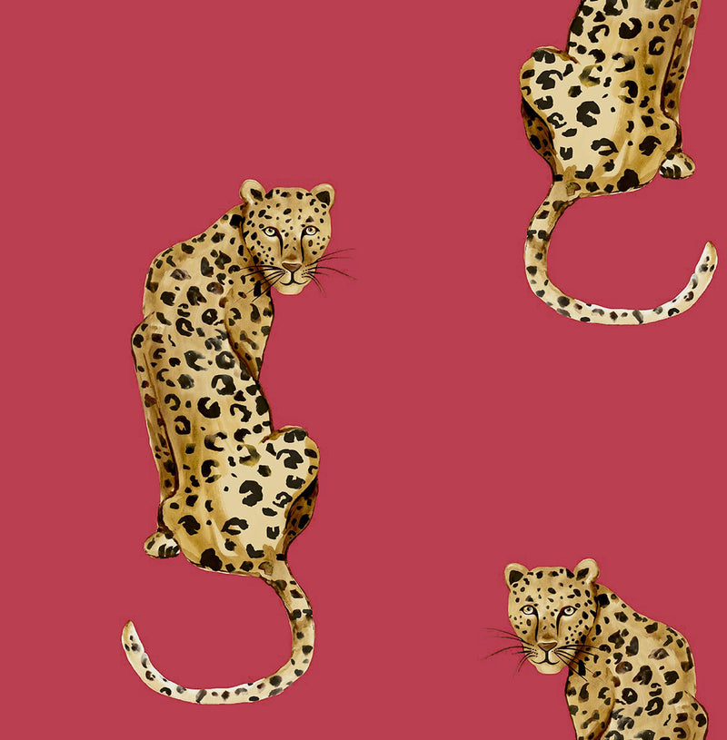 media image for Leopard King Red Peel-and-Stick Wallpaper from the Daisy Bennett Collection by NextWall 274