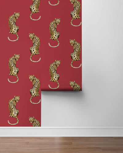 product image for Leopard King Red Peel-and-Stick Wallpaper from the Daisy Bennett Collection by NextWall 75