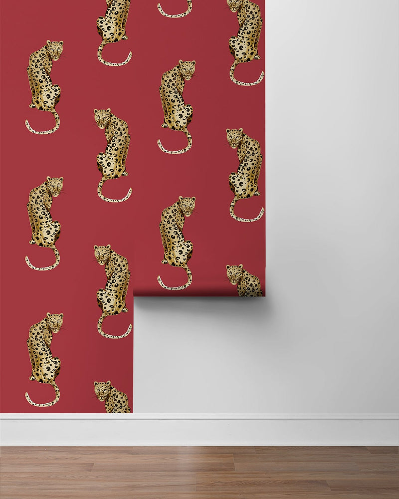 media image for Leopard King Red Peel-and-Stick Wallpaper from the Daisy Bennett Collection by NextWall 25