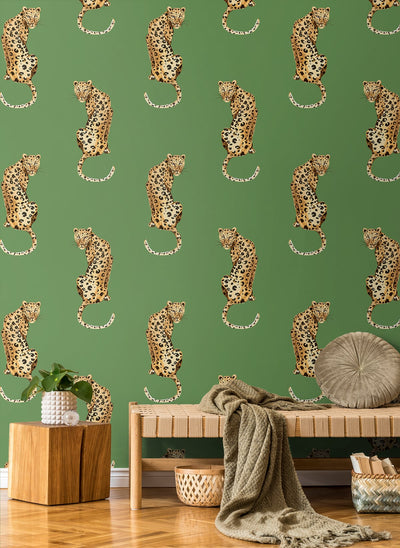 product image for Leopard King Green Peel-and-Stick Wallpaper from the Daisy Bennett Collection by NextWall 64