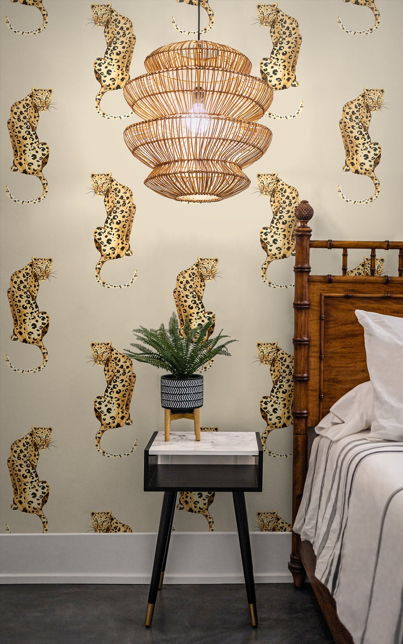 media image for Leopard King Pale Oak Peel-and-Stick Wallpaper from the Daisy Bennett Collection by NextWall 232