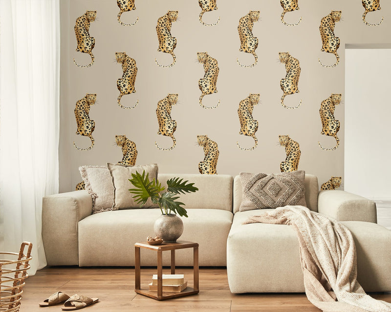 media image for Leopard King Pale Oak Peel-and-Stick Wallpaper from the Daisy Bennett Collection by NextWall 269