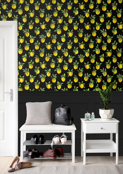 product image for Lemoncello Black Peel-and-Stick Wallpaper from the Daisy Bennett Collection by NextWall 97