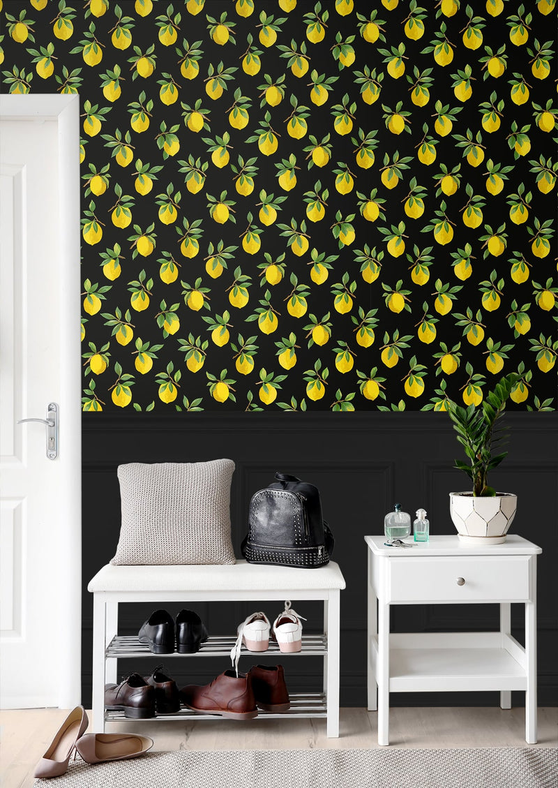 media image for Lemoncello Black Peel-and-Stick Wallpaper from the Daisy Bennett Collection by NextWall 279