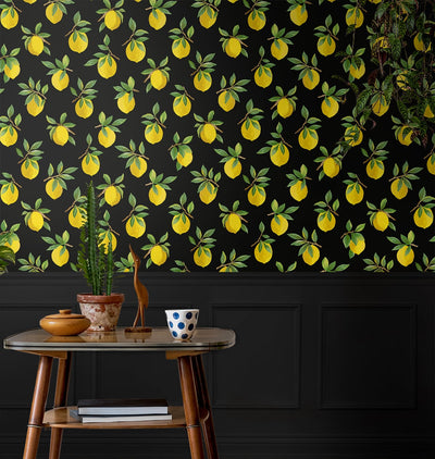 product image for Lemoncello Black Peel-and-Stick Wallpaper from the Daisy Bennett Collection by NextWall 83