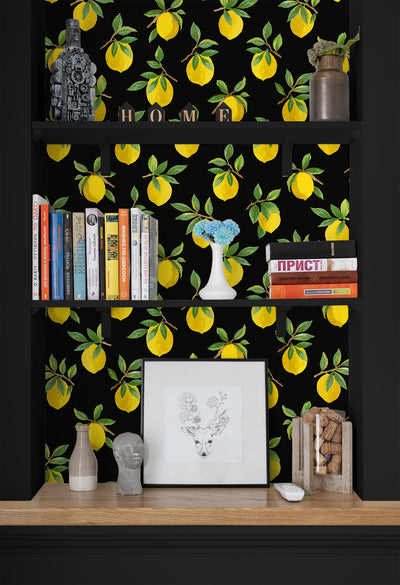 product image for Lemoncello Black Peel-and-Stick Wallpaper from the Daisy Bennett Collection by NextWall 41