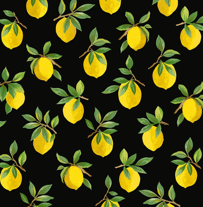 product image of Lemoncello Black Peel-and-Stick Wallpaper from the Daisy Bennett Collection by NextWall 527